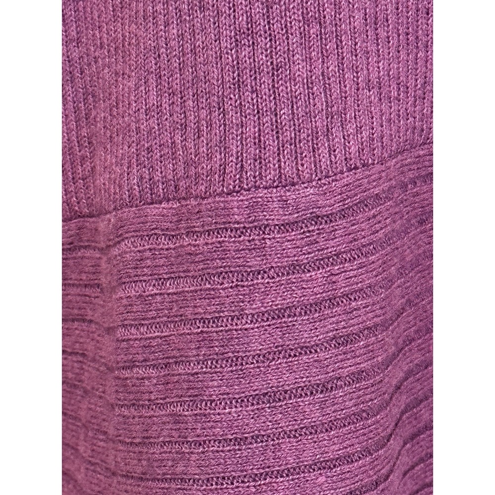 Eileen Fisher Shawl Collar Ribbed Purple Eggplant  Open Front Cardigan Sweater M - Picture 7 of 7